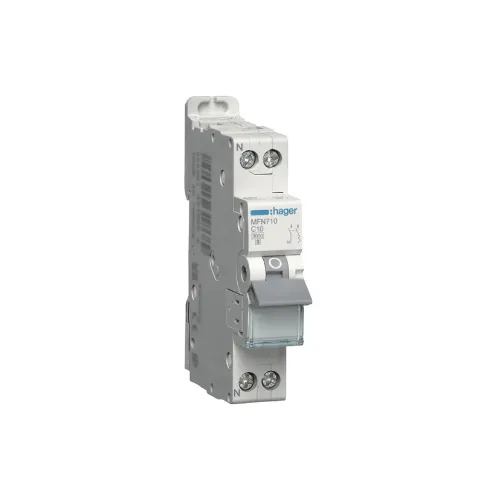 Disjoncteur Phase + Neutre 10A 3kA Courbe C bornes à vis 1 Module - HAGER