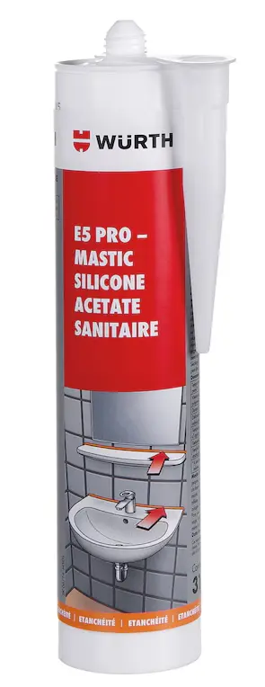 [089284631] Mastic silicone acétate sanitaire E5 PRO - WURTH