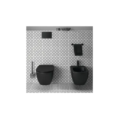 [RST23504A-RSTSC3901504] Cuvette WC suspendue + abattant noir mat - Pack FEELING - RAK CERAMICS