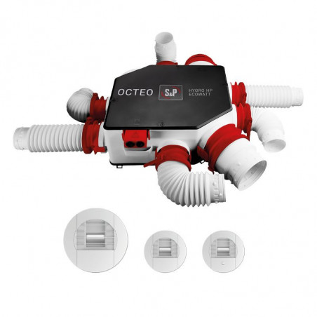 Kit VMC Hygro Eco Haute Pression (Longs réseaux) pour logement jusqu'à 6 sanit.