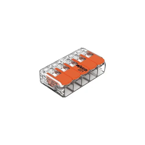 [221-415] Borne WAGO 221 Mini 5x4mm² à leviers souple et rigide