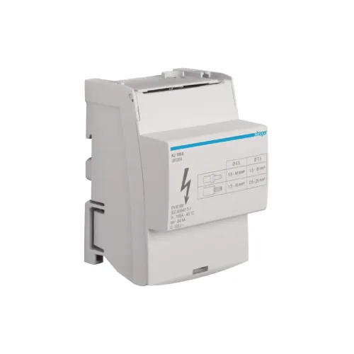 [KJ100A] Répartiteur 100A, tétrapolaire, 2x 2,5-25mm²/ 5x 1,5-16² par phase - HAGER