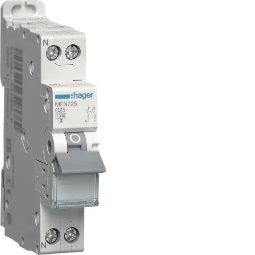 [MFN725] Disjoncteur 1P+N 3kA C-25A 1 Module - HAGER