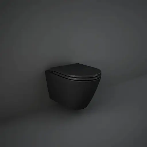 [RST23504A-RSTSC3901504] Cuvette WC suspendue + abattant noir mat - Pack FEELING - RAK CERAMICS