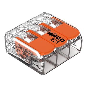[221-413] Borne WAGO 221 Mini 3x4mm² à leviers souple et rigide