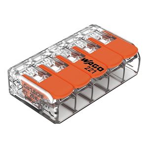 [221-415] Borne WAGO 221 Mini 5x4mm² à leviers souple et rigide